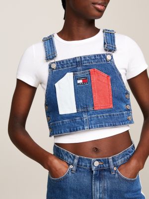 multi archive dungaree crop top for women tommy jeans