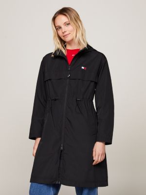 schwarz chicago windjacke mit kapuze und taillenbund für damen - tommy jeans