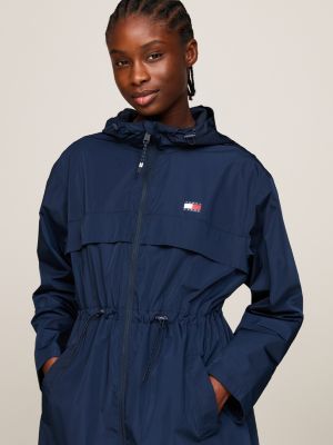 blue waisted hooded chicago windbreaker jacket for women tommy jeans