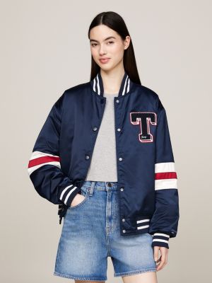 Letterman bomberjack van satijn Blauw Tommy Hilfiger