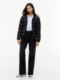 Faux Fur Hood Slim Down Jacket — Black 2