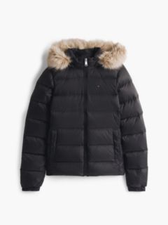 Faux Fur Hood Slim Down Jacket — Black 8