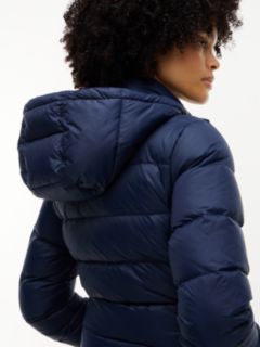 Faux Fur Hood Slim Down Jacket — Blue 4