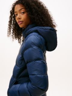 Faux Fur Hood Slim Down Jacket — Blue 5