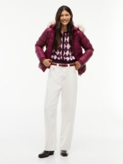 Faux Fur Hood Slim Down Jacket — Purple 2