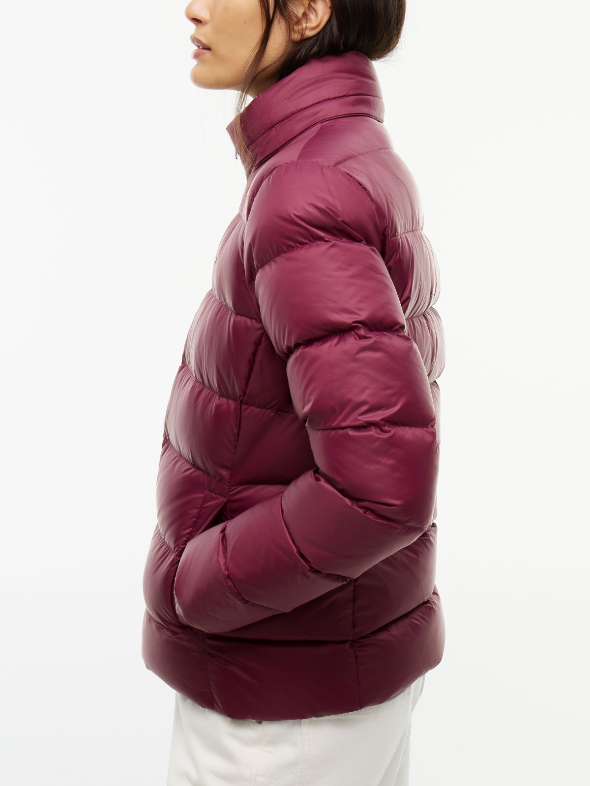 Faux Fur Hood Slim Down Jacket — Purple