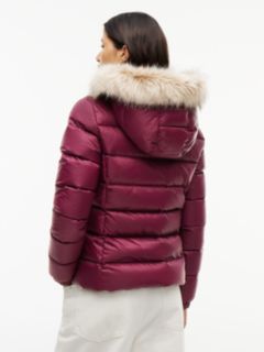Faux Fur Hood Slim Down Jacket — Purple 5