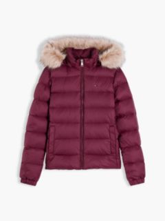 Faux Fur Hood Slim Down Jacket — Purple 6