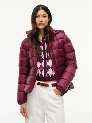 doudoune slim à capuche en fausse fourrure purple pour femmes tommy jeans