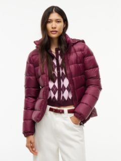 Faux Fur Hood Slim Down Jacket — Purple 1
