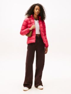 Faux Fur Hood Slim Down Jacket — Red 3
