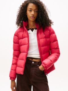 Faux Fur Hood Slim Down Jacket — Red 1