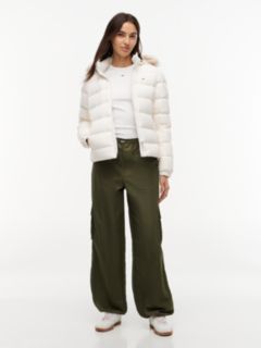 Faux Fur Hood Slim Down Jacket — White 2