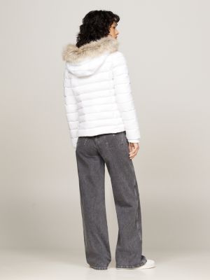 veste ajustée matelassée à capuche blanc pour femmes tommy jeans