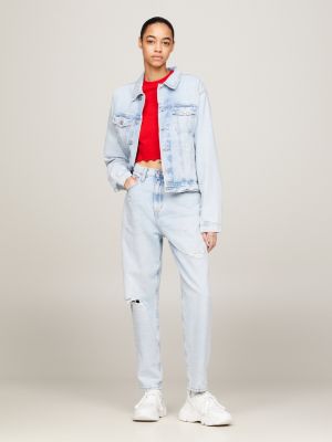 denim archive tapered mom jeans mit ultrahohem bund für damen - tommy jeans