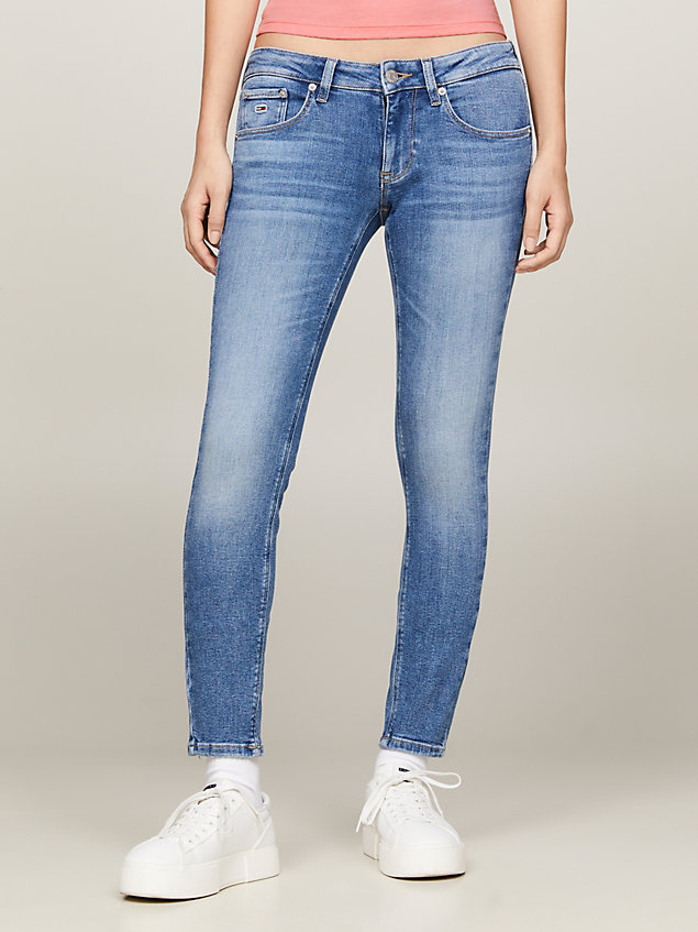 jeans cropped scarlett skinny fit a vita bassa denim da donne tommy jeans