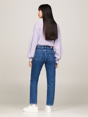 jeans cropped izzie skinny fit a vita alta blu da donne tommy jeans