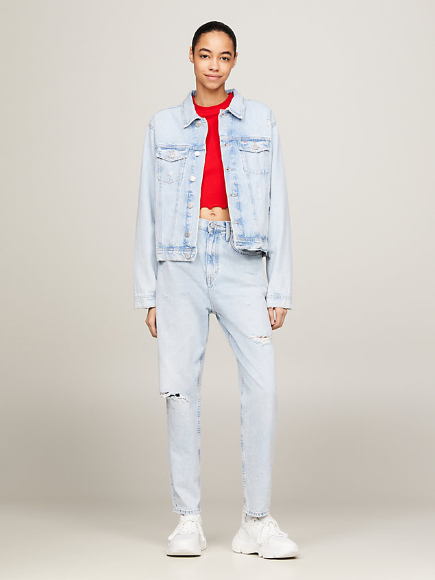 chaqueta vaquera con diseño color block denim de mujeres tommy jeans