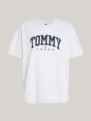 t-shirt varsity oversize con logo grigio da donne tommy jeans