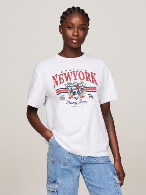 t-shirt prep explorer relaxed fit grey da donne tommy jeans