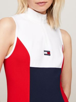 abito slim fit color block con distintivo bianco da donne tommy jeans