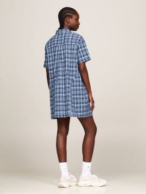 Blue check shirt dress best sale