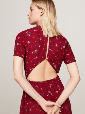 red slip dress mit bergblumen-print für damen - tommy jeans