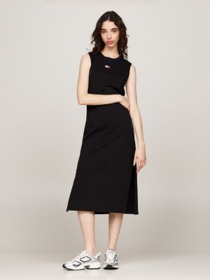 vestido largo, sin mangas y con parche black de mujeres tommy jeans