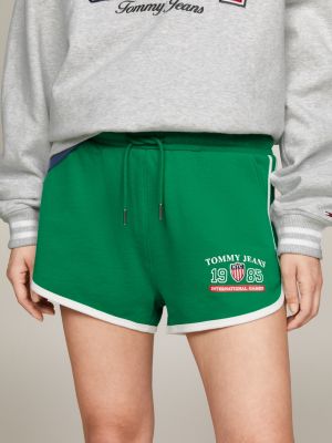 green tommy jeans international games runner-shorts für damen - tommy hilfiger