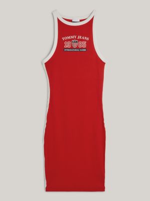 red tommy jeans international games logo-minikleid für damen - tommy hilfiger