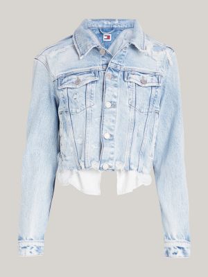 Hacked off denim cropped fashion jacket