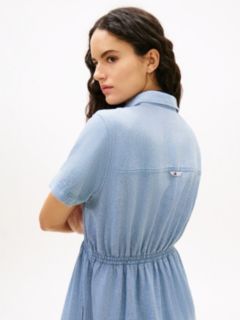 Relaxed Linen Blend Maxi Shirt Dress — Blue 3