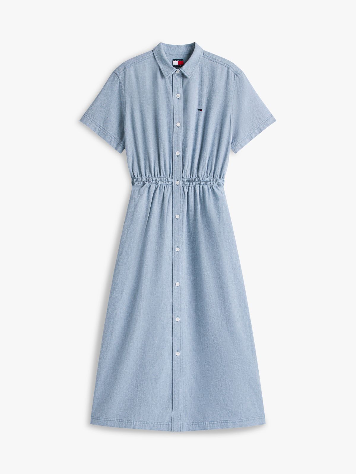 Relaxed Linen Blend Maxi Shirt Dress — Blue