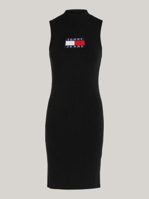 Logo Sleeveless Mini Sweater Dress Black Tommy Hilfiger