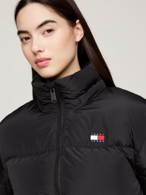 black alaska down water repellent puffer jacket for women tommy jeans