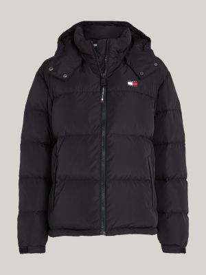 black relaxed down alaska puffer jacket for women tommy jeans