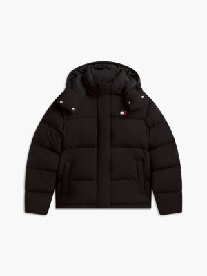 black relaxed down alaska puffer jacket for women tommy jeans