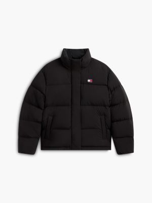 black relaxed down alaska puffer jacket for women tommy jeans