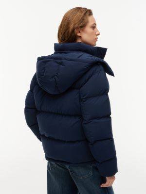 blue relaxed down alaska puffer jacket for women tommy jeans