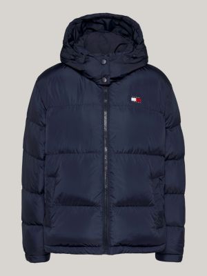 blue relaxed down alaska puffer jacket for women tommy jeans