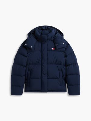 blue relaxed down alaska puffer jacket for women tommy jeans