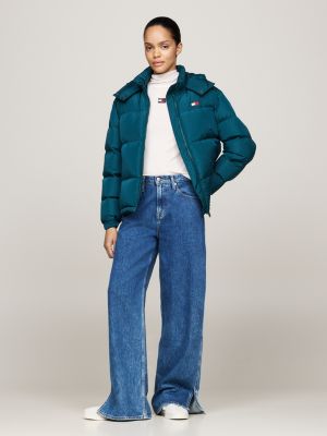 grün wasserabweisende alaska daunenjacke für damen - tommy jeans