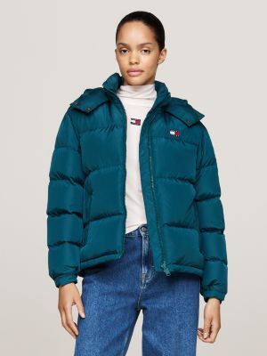 green alaska down water repellent puffer jacket for women tommy jeans