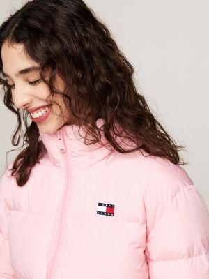 pink alaska down water repellent puffer jacket for women tommy jeans