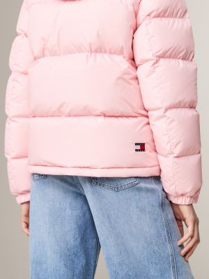 pink alaska down water repellent puffer jacket for women tommy jeans