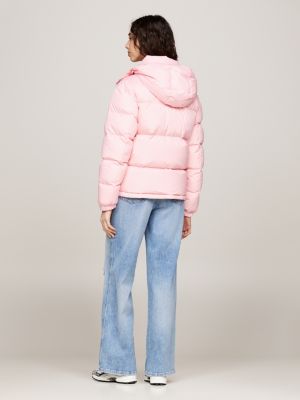 pink alaska down water repellent puffer jacket for women tommy jeans