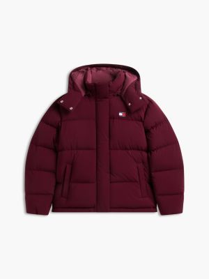 purple relaxed down alaska puffer jacket for women tommy jeans