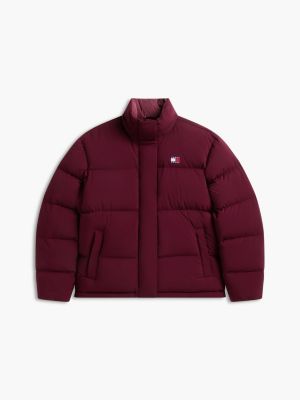 purple relaxed down alaska puffer jacket for women tommy jeans