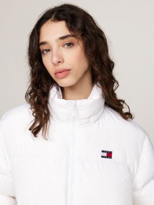 white alaska down water repellent puffer jacket for women tommy jeans