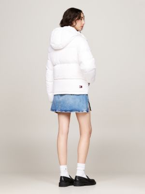 white alaska down water repellent puffer jacket for women tommy jeans